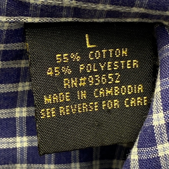 Bogari Studio Designed in Italy Cotton Checked Plaid Blue Shirt as New Men's L ! - Picture 9 of 9
